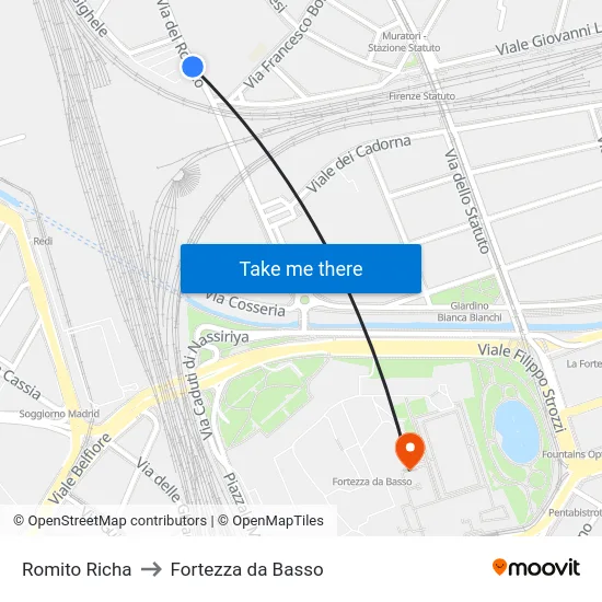 Romito Richa to Fortezza da Basso map