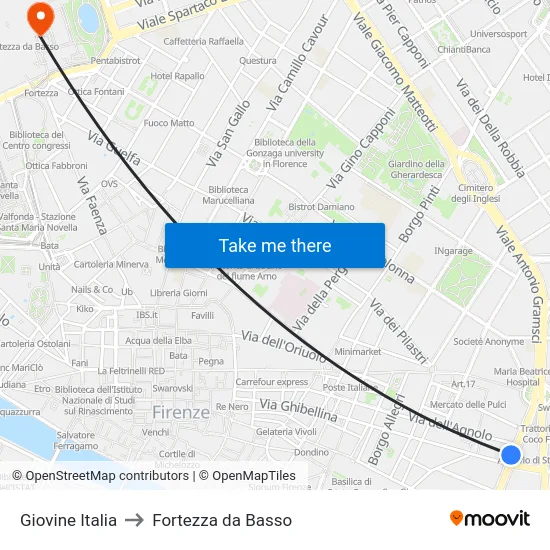 Giovine Italia to Fortezza da Basso map