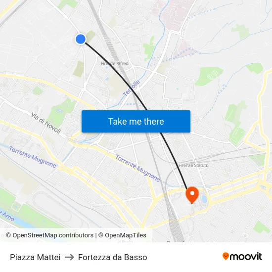 Piazza Mattei to Fortezza da Basso map