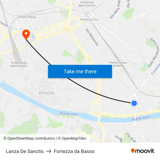 Lanza De Sanctis to Fortezza da Basso map