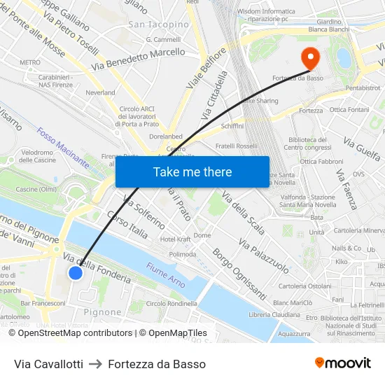 Via Cavallotti to Fortezza da Basso map