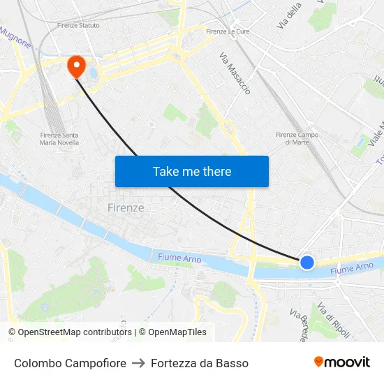 Colombo Campofiore to Fortezza da Basso map