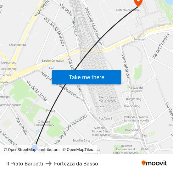 Il Prato Barbetti to Fortezza da Basso map