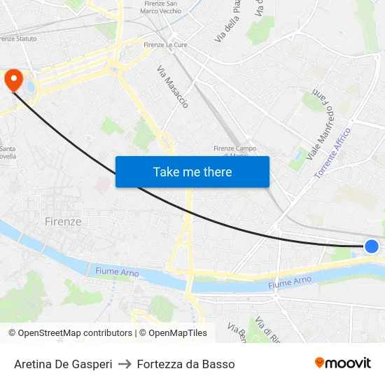 Aretina De Gasperi to Fortezza da Basso map