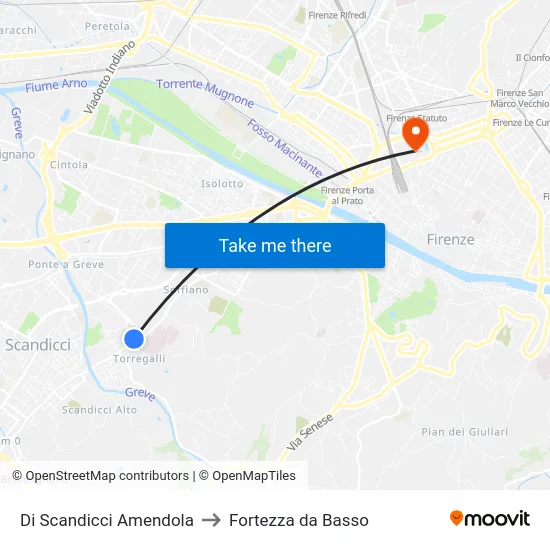 Di Scandicci Amendola to Fortezza da Basso map