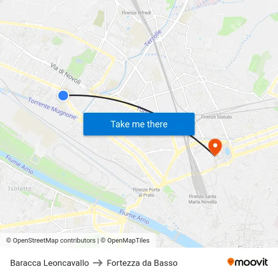 Baracca Leoncavallo to Fortezza da Basso map