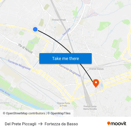 Del Prete Piccagli to Fortezza da Basso map