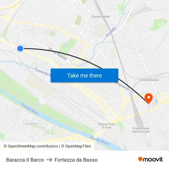 Baracca Il Barco to Fortezza da Basso map