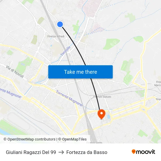 Giuliani Ragazzi Del 99 to Fortezza da Basso map