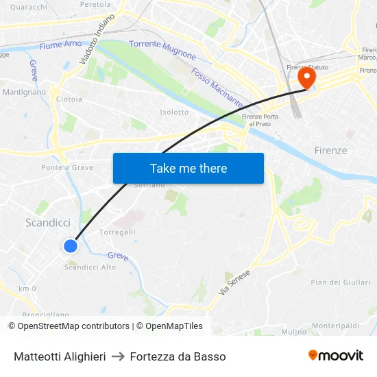 Matteotti Alighieri to Fortezza da Basso map