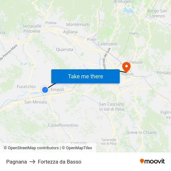 Pagnana to Fortezza da Basso map