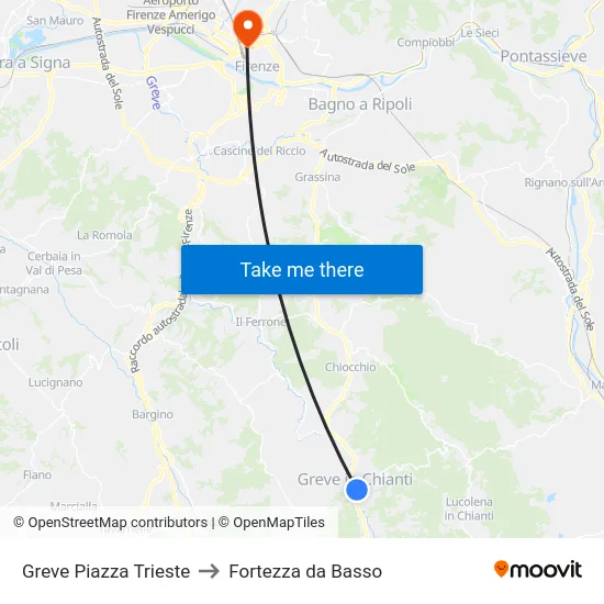 Greve Piazza Trieste to Fortezza da Basso map
