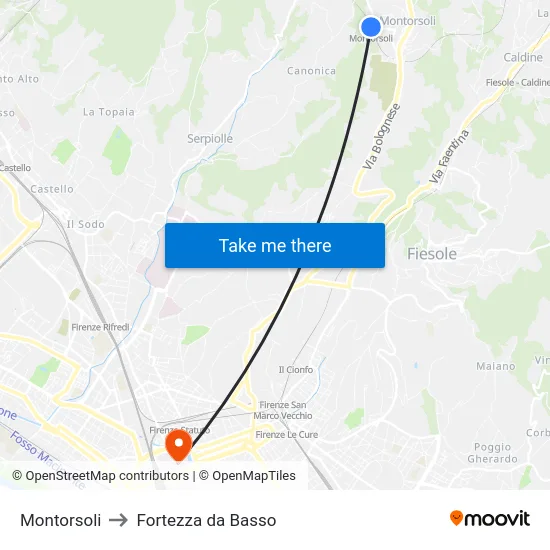 Montorsoli to Fortezza da Basso map