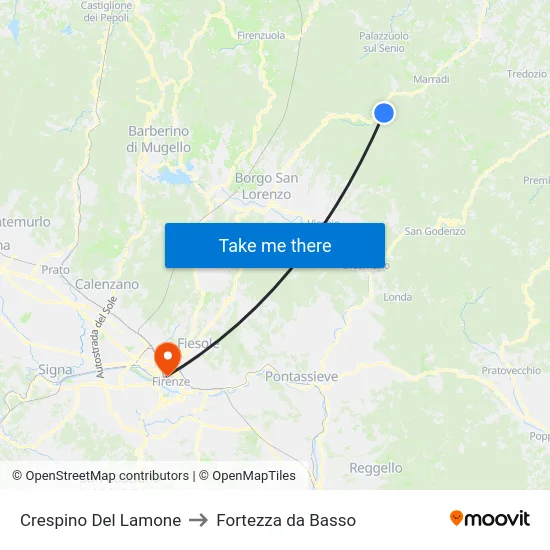 Crespino Del Lamone to Fortezza da Basso map