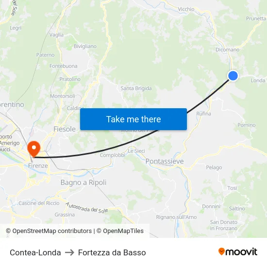 Contea-Londa to Fortezza da Basso map