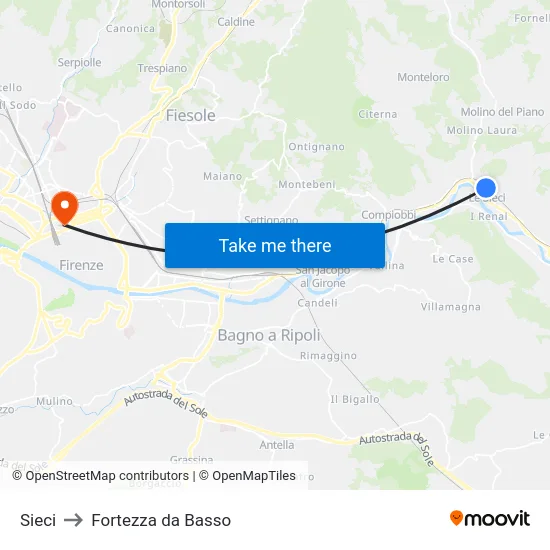 Sieci to Fortezza da Basso map