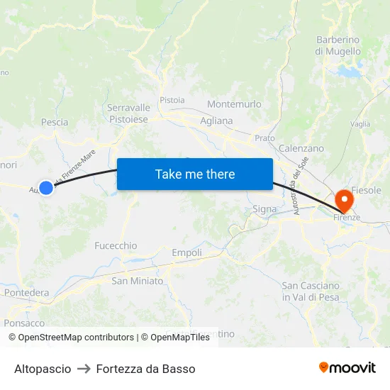 Altopascio to Fortezza da Basso map