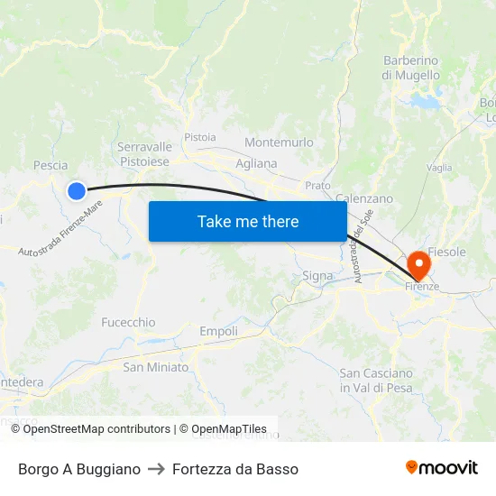 Borgo A Buggiano to Fortezza da Basso map
