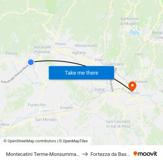 Montecatini Terme-Monsummano to Fortezza da Basso map