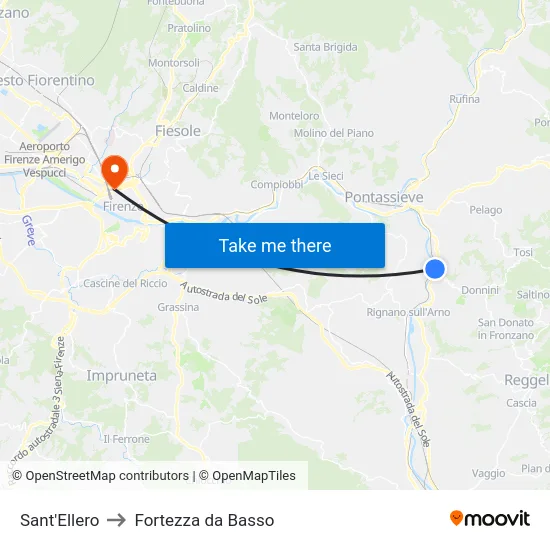 Sant'Ellero to Fortezza da Basso map