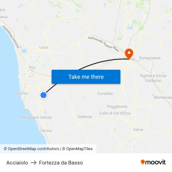 Acciaiolo to Fortezza da Basso map
