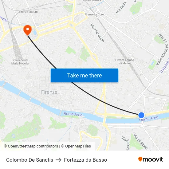 Colombo De Sanctis to Fortezza da Basso map