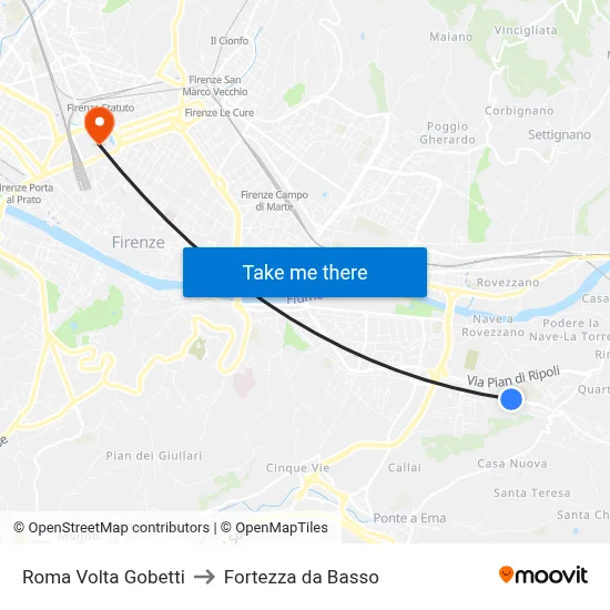 Roma Volta Gobetti to Fortress da Basso map
