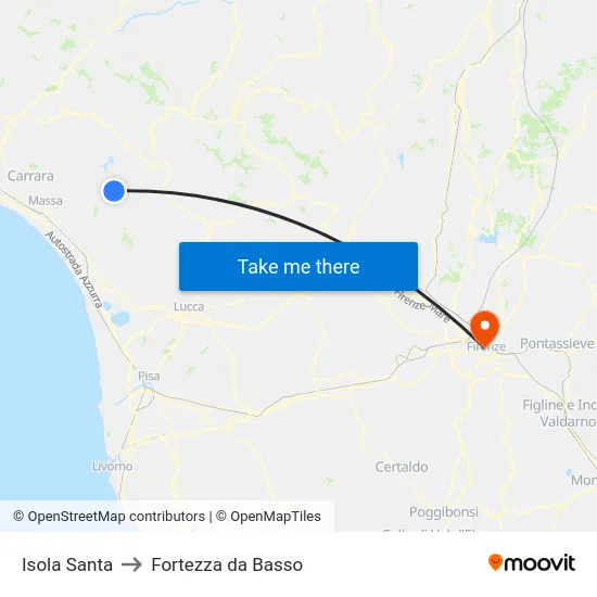 Isola Santa to Fortezza da Basso map