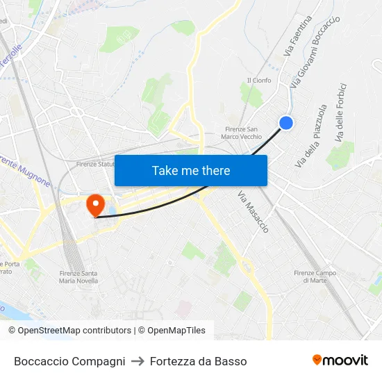 Boccaccio Compagni to Fortezza da Basso map