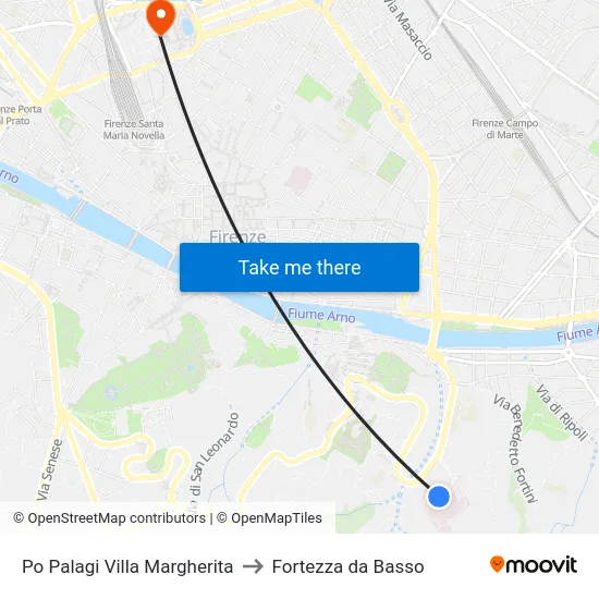 Po Palagi Villa Margherita to Fortezza da Basso map