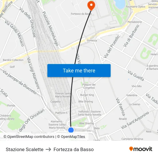 Stazione Scalette to Fortezza da Basso map