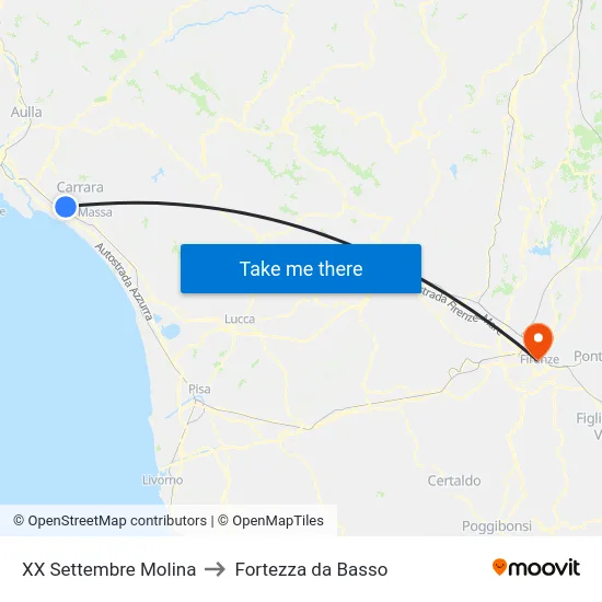 XX Settembre Molina to Fortezza da Basso map