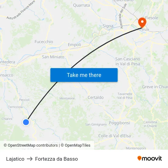 Lajatico to Fortezza da Basso map