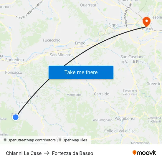 Chianni Le Case to Fortress da Basso map