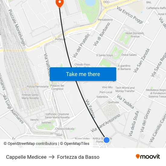 Medici Chapels to Fortress da Basso map
