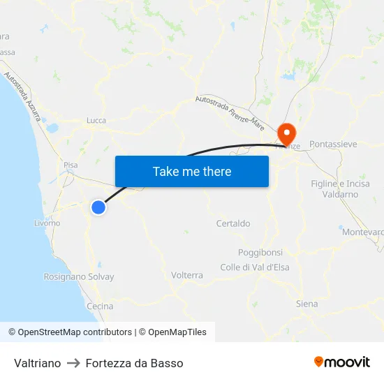 Valtriano to Fortezza da Basso map