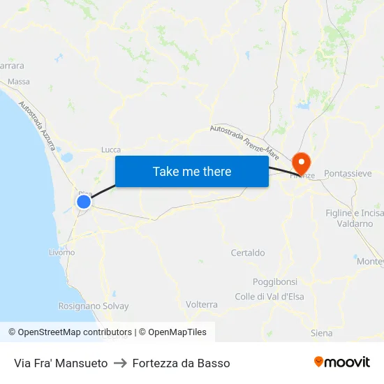 Via Fra' Mansueto to Fortezza da Basso map