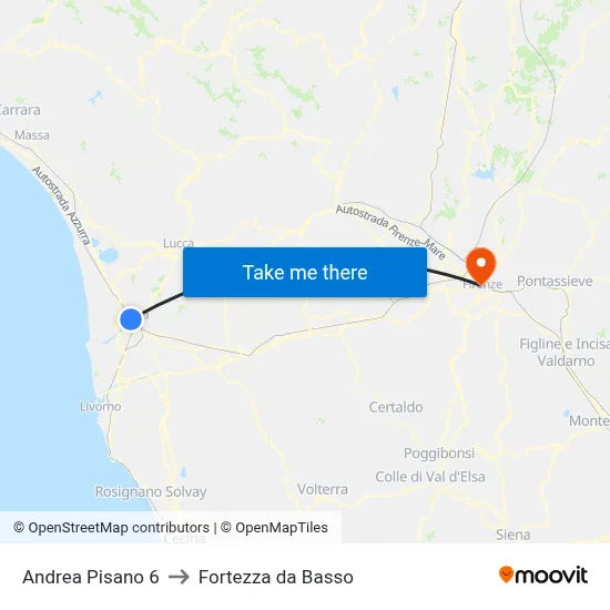 Andrea Pisano 6 to Fortezza da Basso map