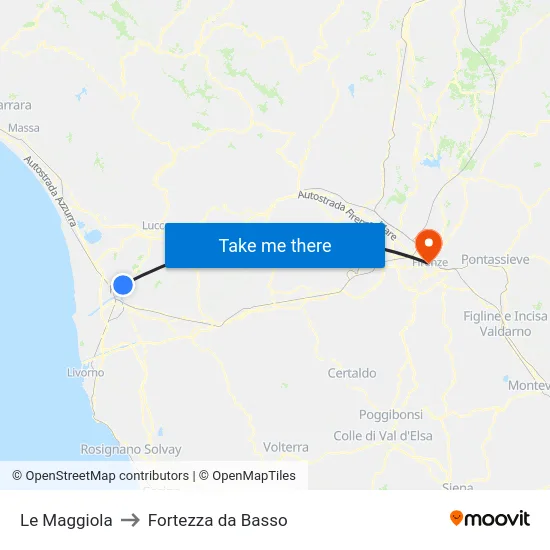 Le Maggiola to Fortezza da Basso map