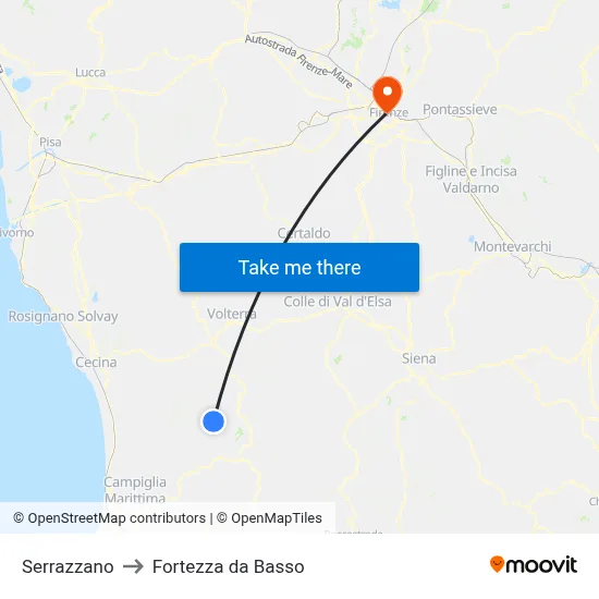 Serrazzano to Fortress da Basso map