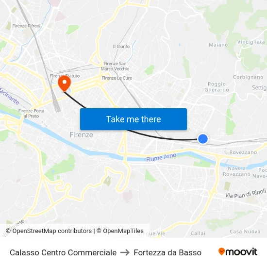 Calasso Centro Commerciale to Fortezza da Basso map