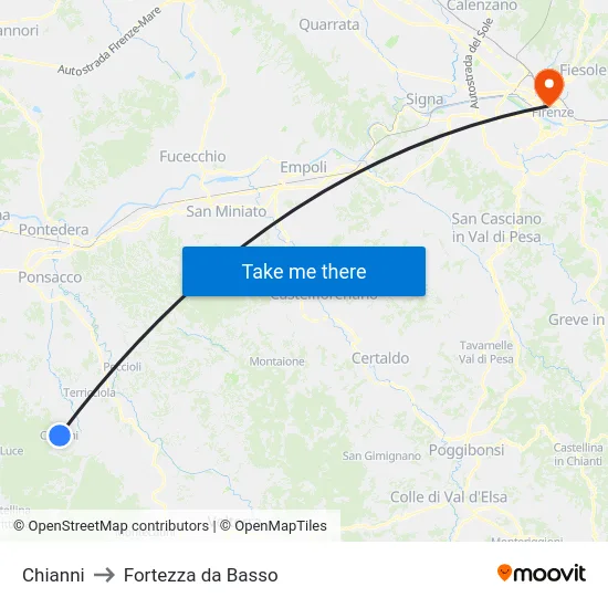 Chianni to Fortezza da Basso map