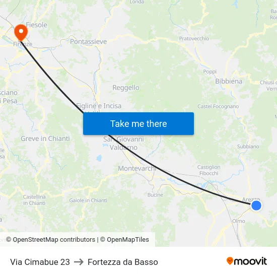 Via Cimabue 23 to Fortezza da Basso map