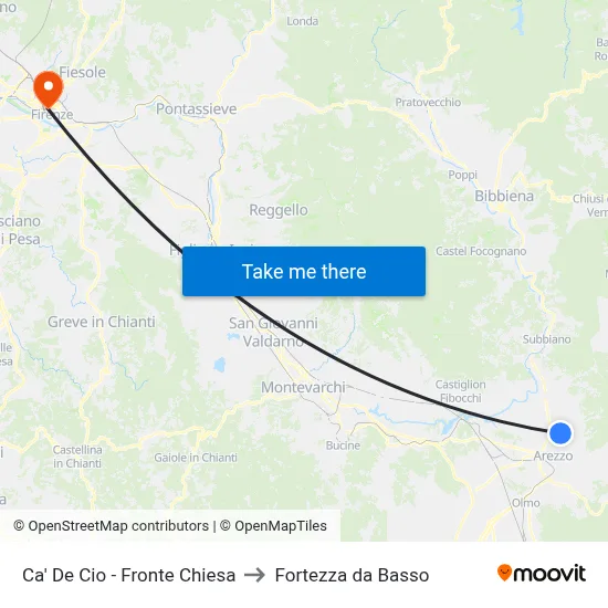 Ca' De Cio - Fronte Chiesa to Fortezza da Basso map