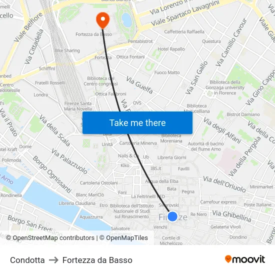 Condotta to Fortezza da Basso map