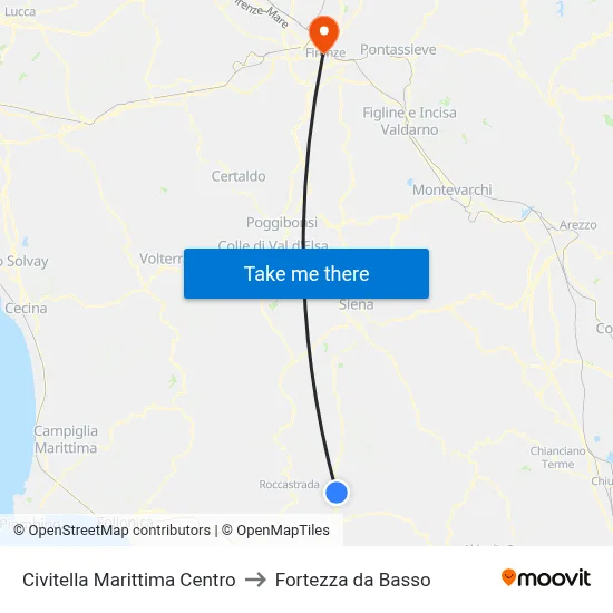 Civitella Marittima Center to Fortress da Basso map