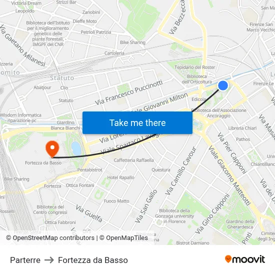 Parterre to Fortezza da Basso map