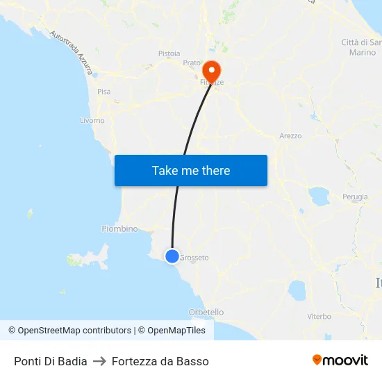 Ponti Di Badia to Fortezza da Basso map