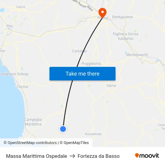 Massa Marittima Ospedale to Fortezza da Basso map