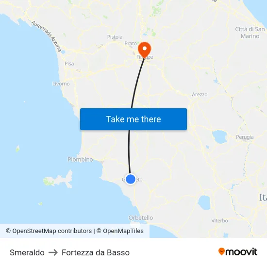 Smeraldo to Fortezza da Basso map